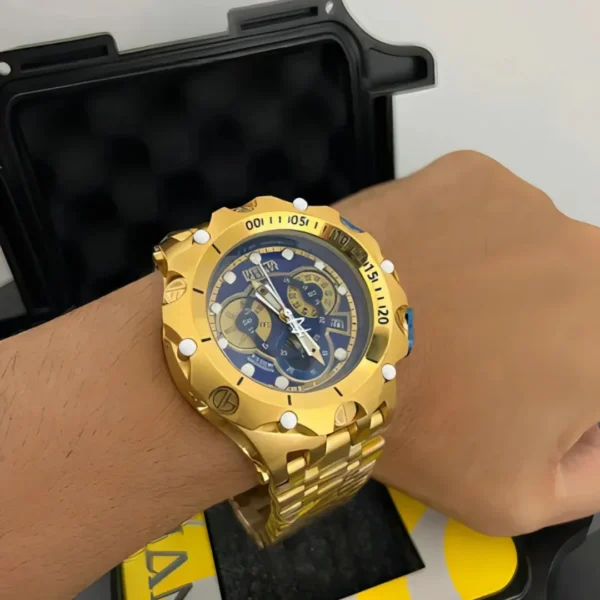 Relógio ORIGINAL Masculino INVICTA Venom Hybrid de Luxo Dourado Banhado a Ouro 18K Robus - Imagem 4