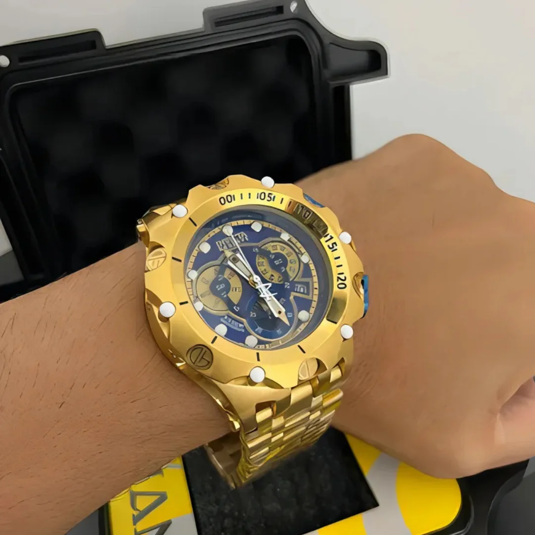 Relógio ORIGINAL Masculino INVICTA Venom Hybrid de Luxo Dourado Banhado a Ouro 18K Robus - Imagem 4