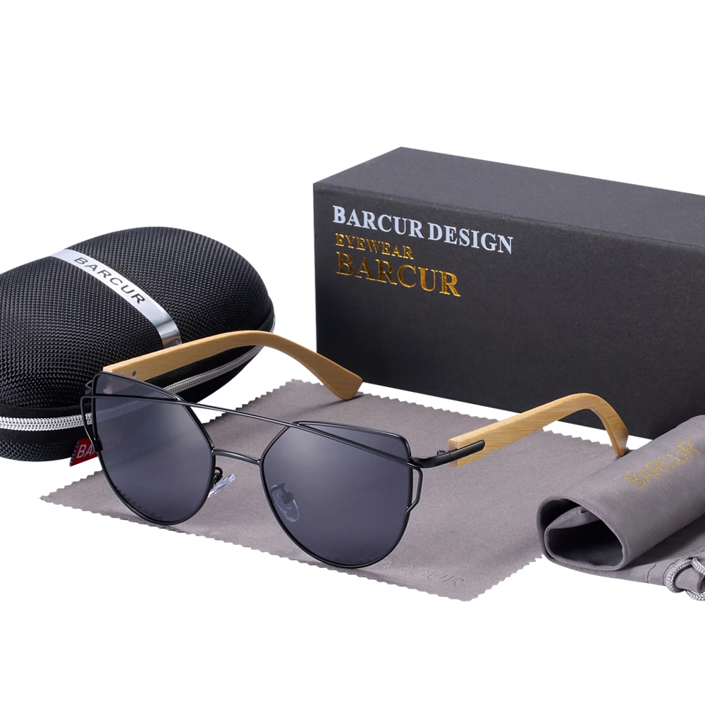 Óculos de Sol BARCUR Feminino – Armação em Bambu, Lentes Polarizadas - Imagem 3