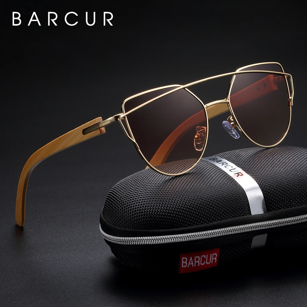 Óculos de Sol BARCUR Feminino – Armação em Bambu, Lentes Polarizadas