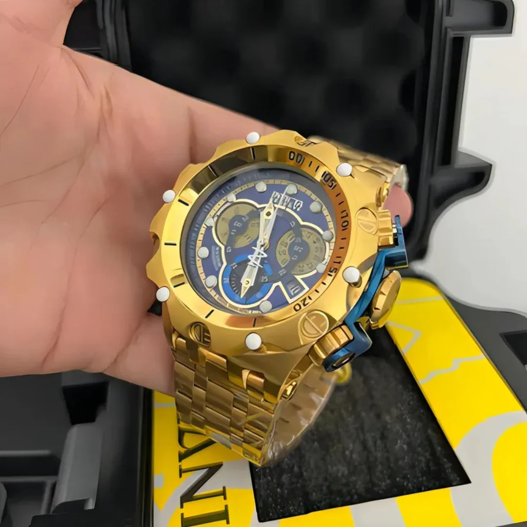 Relógio ORIGINAL Masculino INVICTA Venom Hybrid de Luxo Dourado Banhado a Ouro 18K Robus - Imagem 3