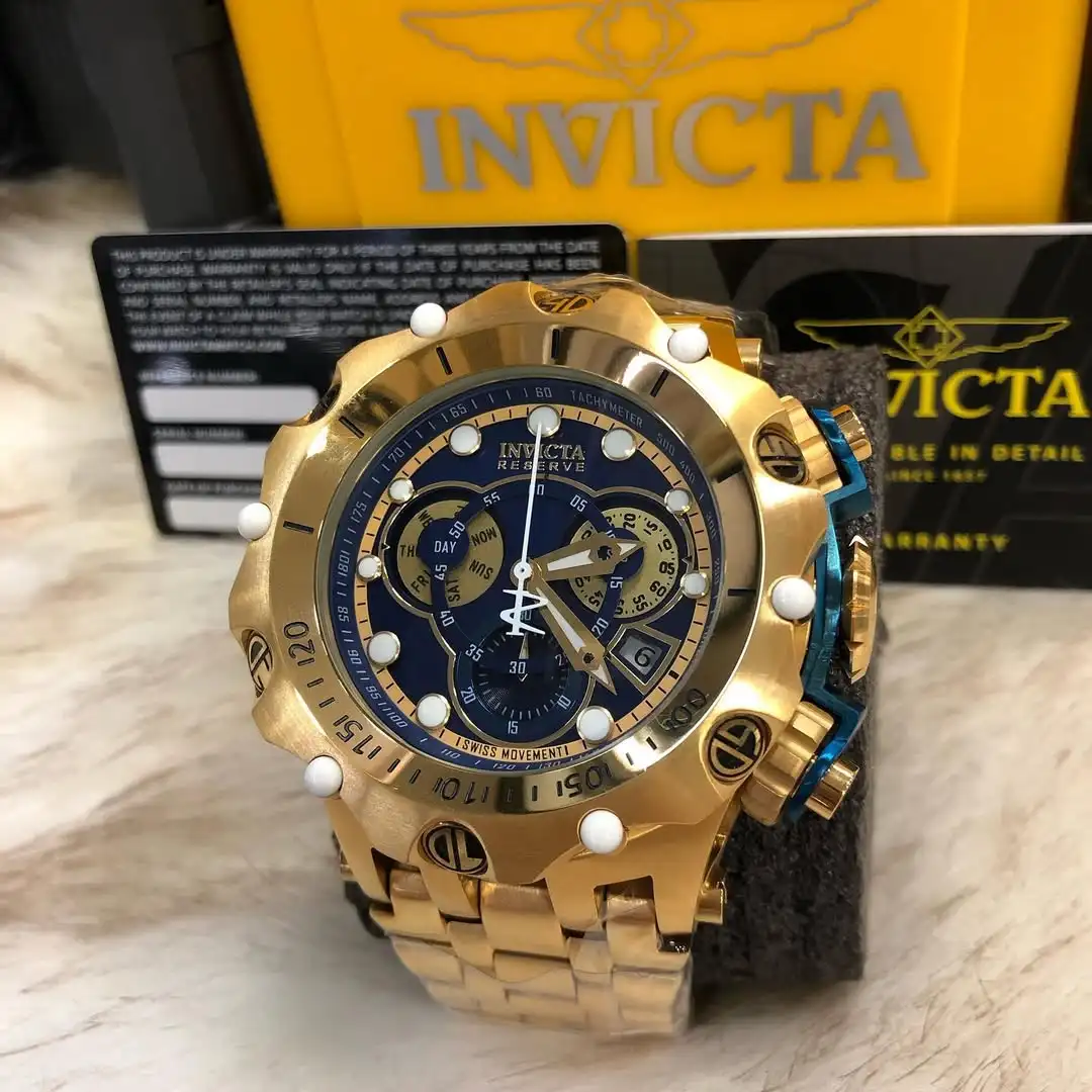 Relógio ORIGINAL Masculino INVICTA Venom Hybrid de Luxo Dourado Banhado a Ouro 18K Robus - Imagem 5