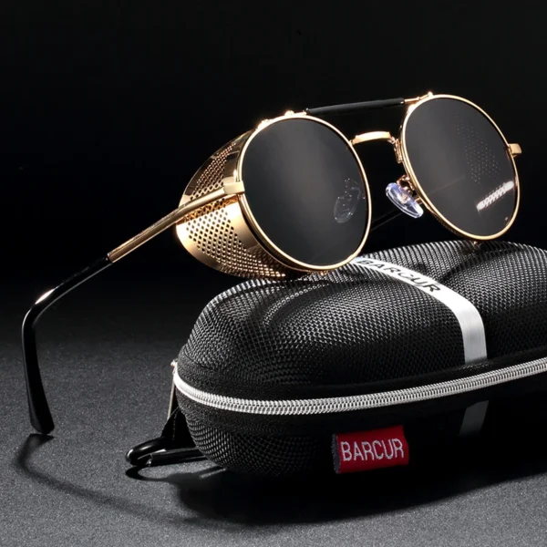 Óculos de Sol Steampunk Retrô – Redondo Polarizado Masculino - Imagem 9