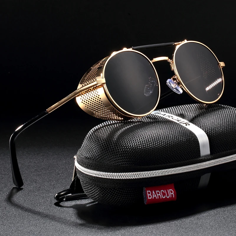 Óculos de Sol Steampunk Retrô – Redondo Polarizado Masculino - Imagem 9