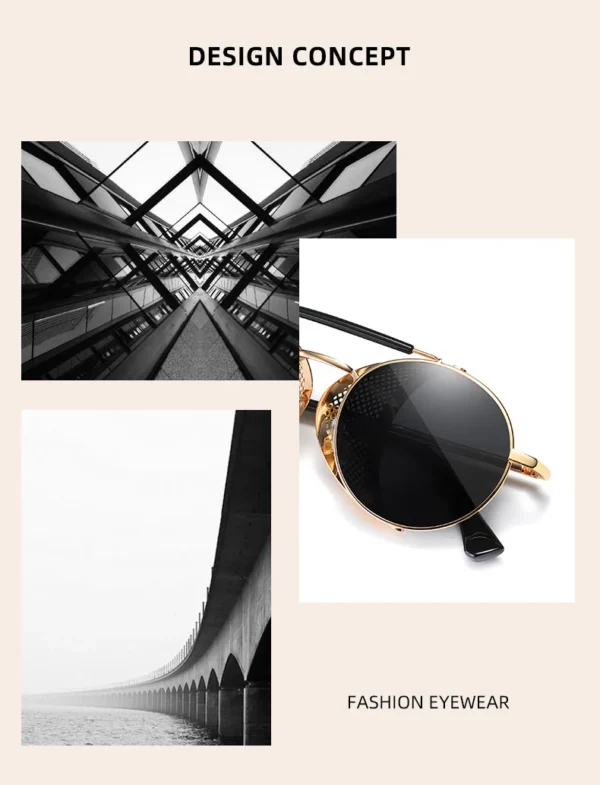 Óculos de Sol Steampunk Retrô – Redondo Polarizado Masculino - Imagem 5