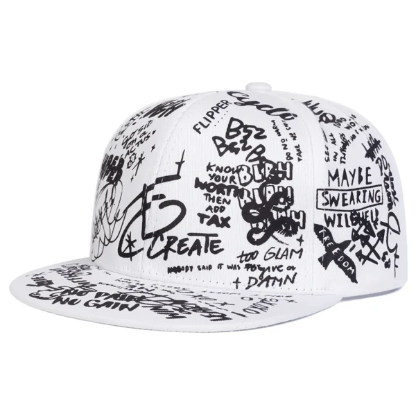 Boné Unissex Preto e Branco com Estampa Graffiti – Estilo Hip Hop - Imagem 11