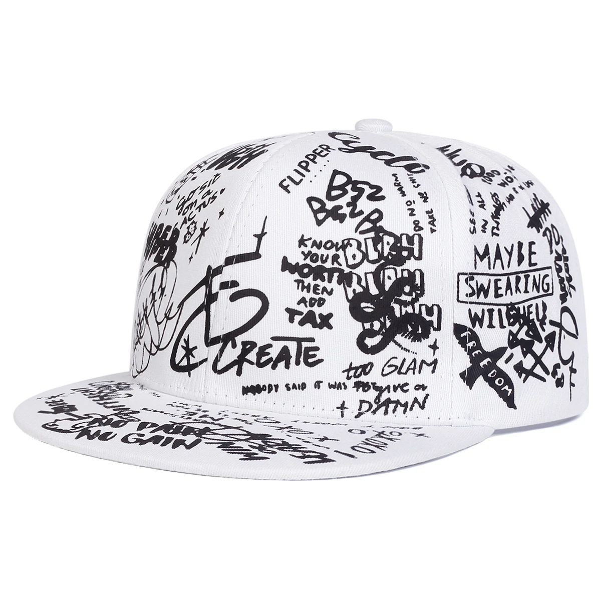 Boné Unissex Preto e Branco com Estampa Graffiti – Estilo Hip Hop - Imagem 11