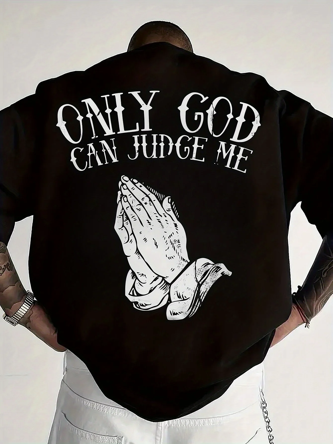 Camiseta Oversized Masculina 100% Algodão – Apenas Deus Pode Julgar - Imagem 8