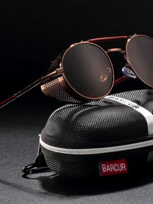 Óculos de Sol Steampunk Retrô – Redondo Polarizado Masculino