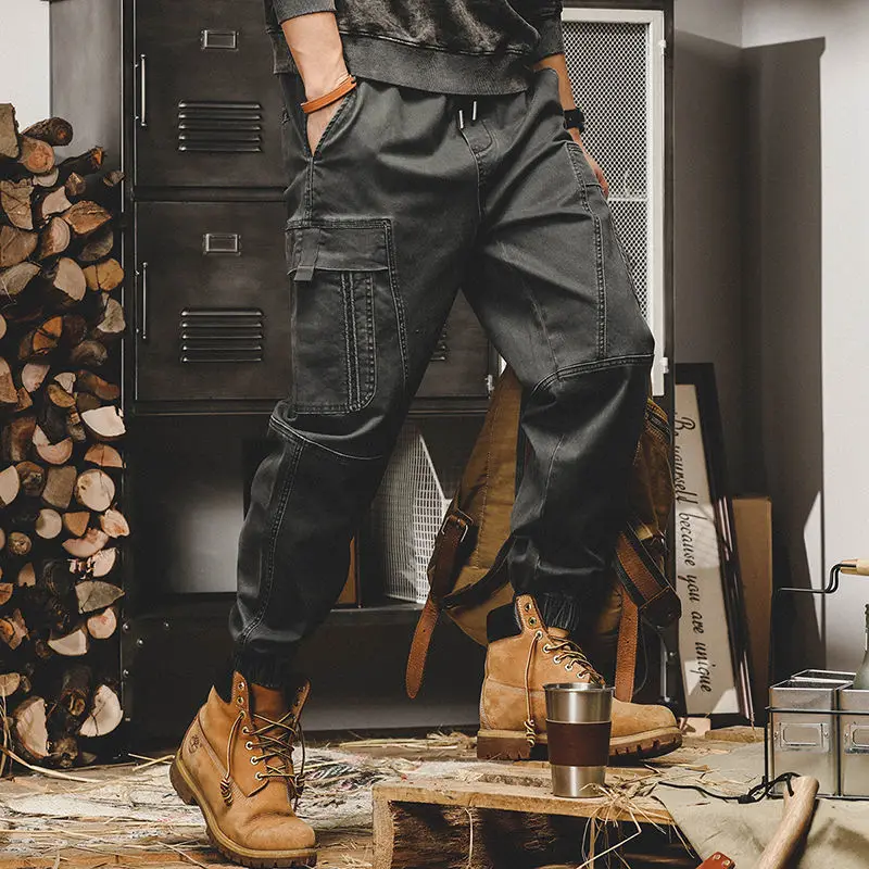 Calça Cargo Preta Masculina – Vintage Streetwear Japonês - Imagem 4
