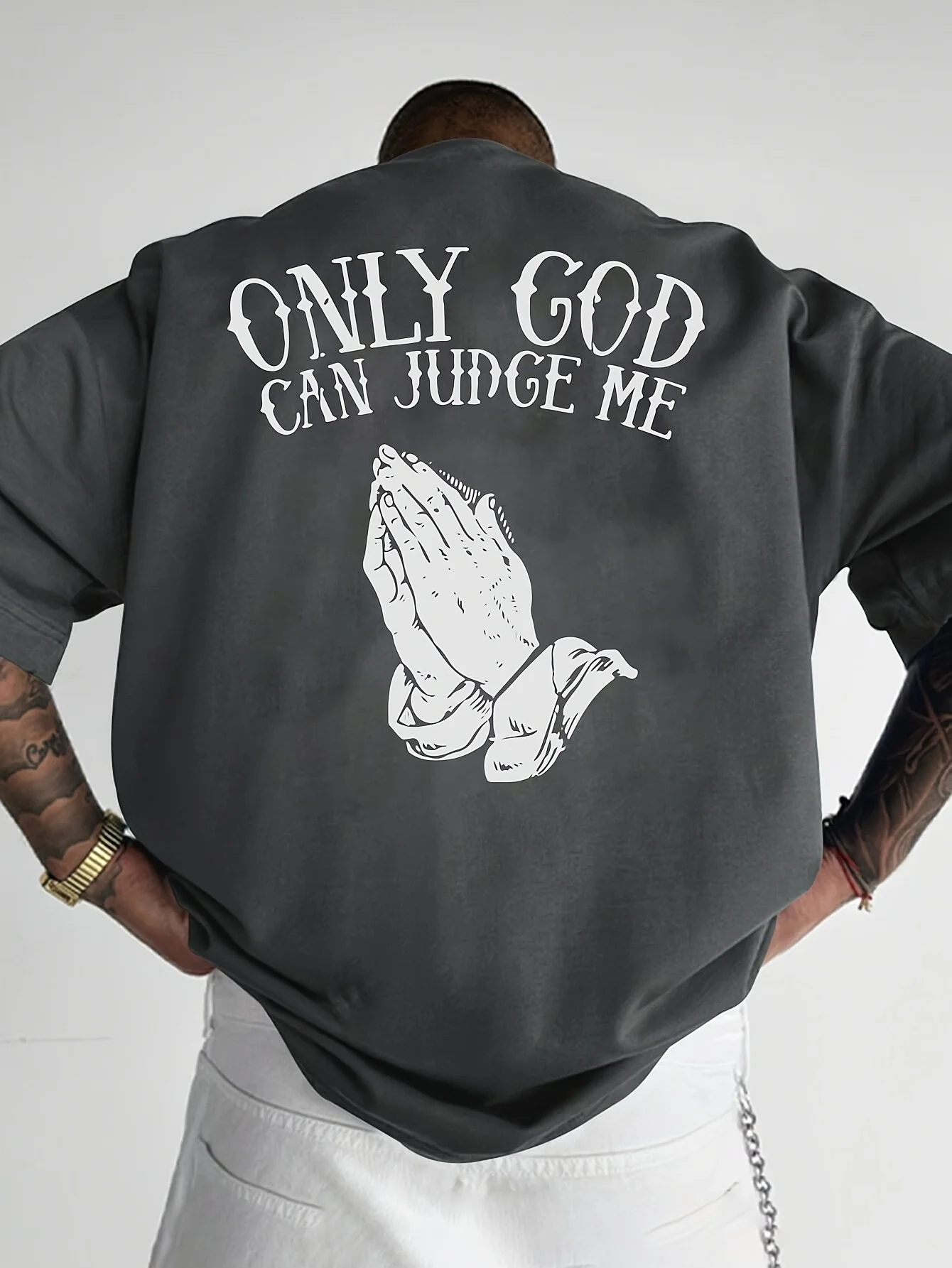 Camiseta Oversized Masculina 100% Algodão – Apenas Deus Pode Julgar - Imagem 12