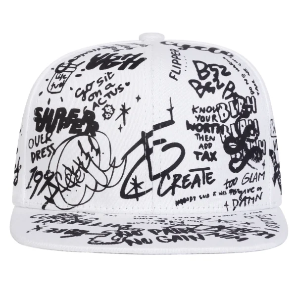 Boné Unissex Preto e Branco com Estampa Graffiti – Estilo Hip Hop - Imagem 5