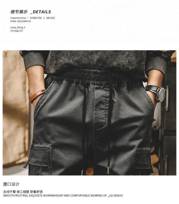 Calça Cargo Preta Masculina – Vintage Streetwear Japonês - Imagem 26