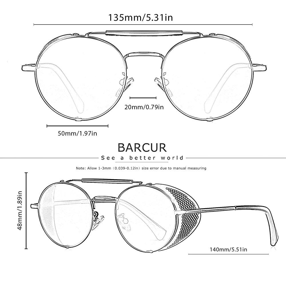 Óculos de Sol Steampunk Retrô – Redondo Polarizado Masculino - Imagem 3