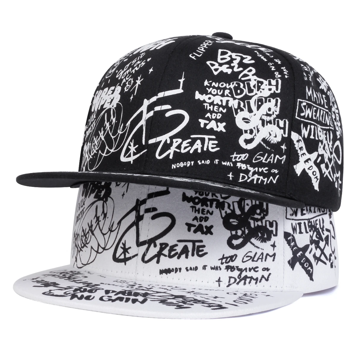 Boné Unissex Preto e Branco com Estampa Graffiti – Estilo Hip Hop - Imagem 7