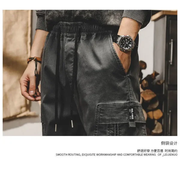 Calça Cargo Preta Masculina – Vintage Streetwear Japonês - Imagem 29