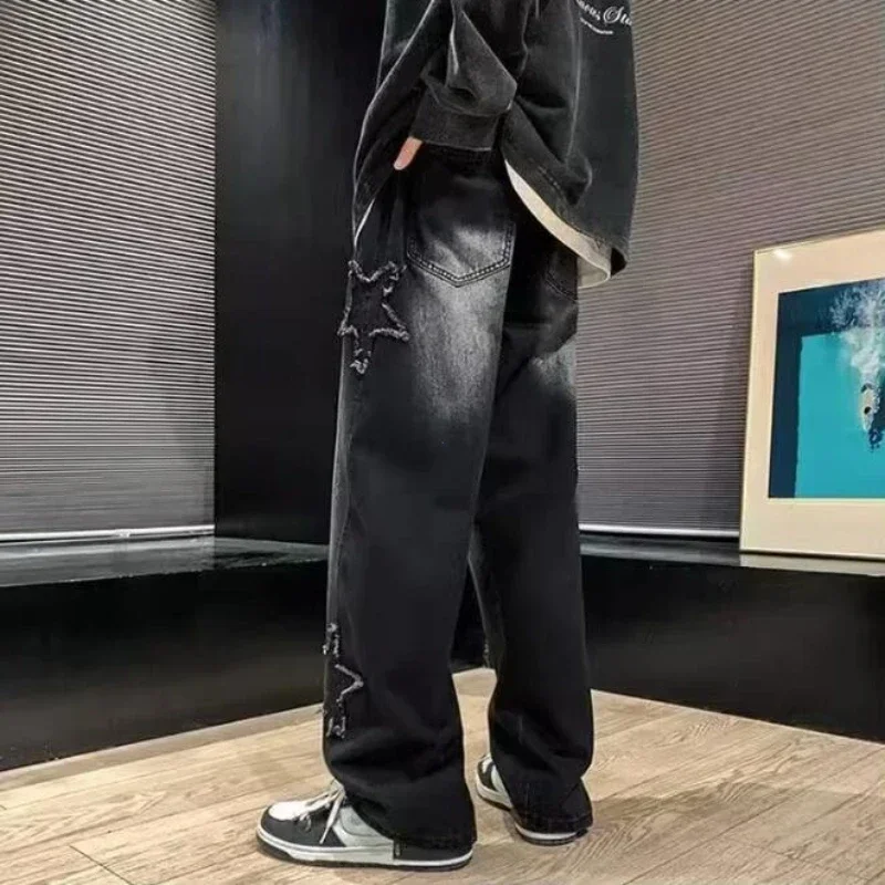 Calça Jeans Masculina Preta com Bordado de Estrelas – Estilo Hip Hop - Imagem 6