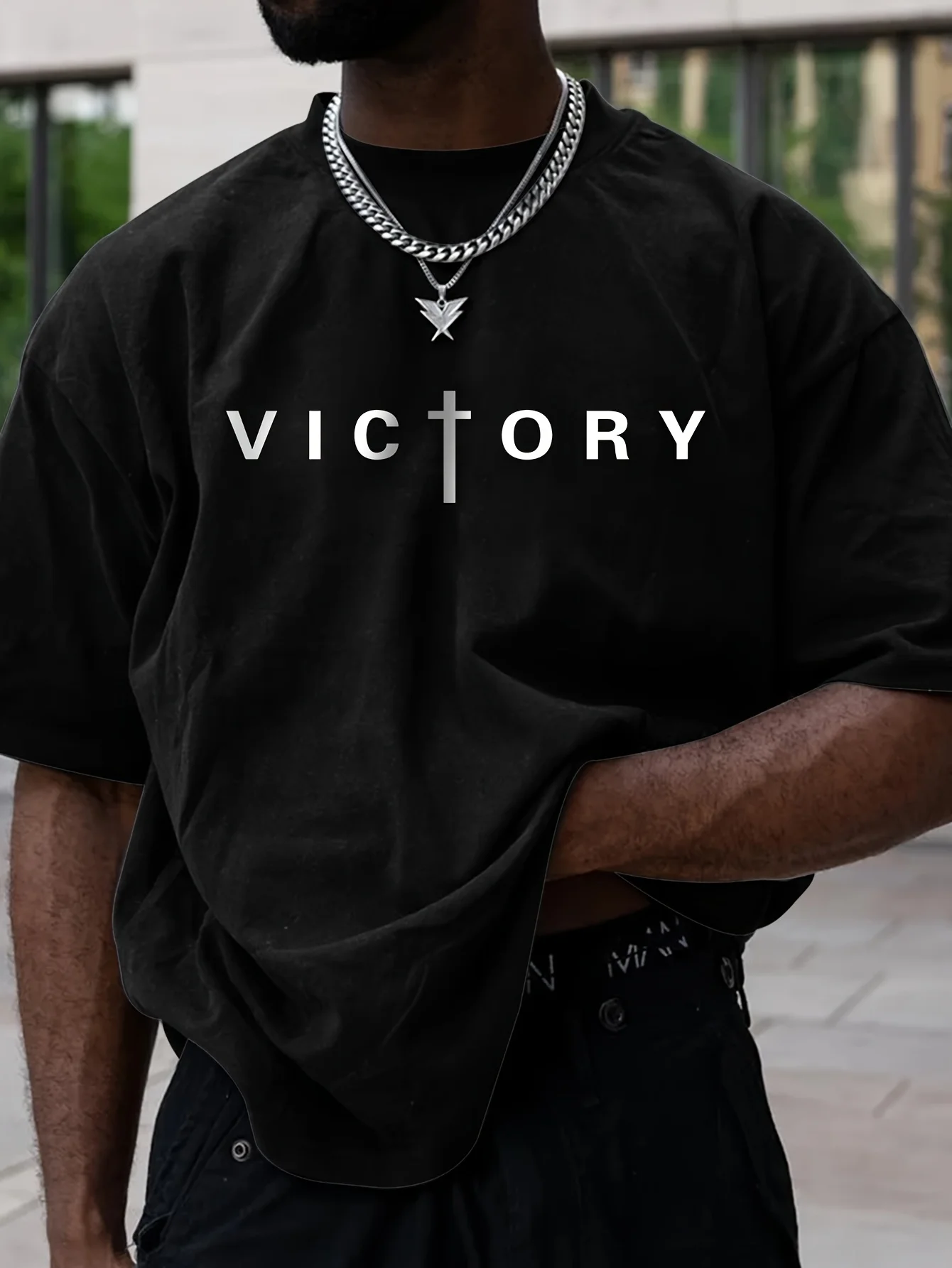 Camiseta Masculina Oversized Vitória | Moda Verão Esportiva Casual - Imagem 3