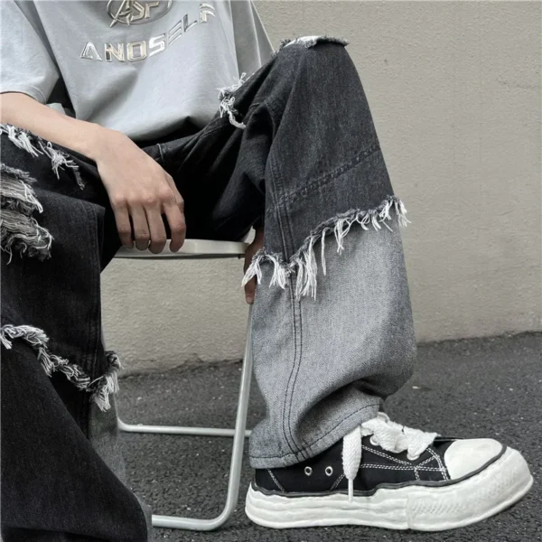 Calça Masculina com Franjas – Estilo Hip Hop, Moda Streetwear - Imagem 2