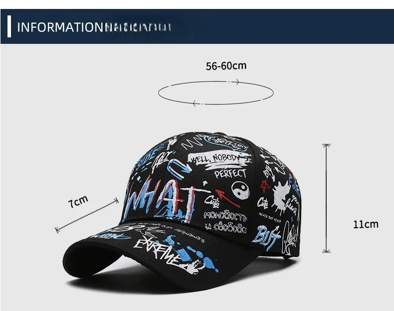 Boné Estilo Graffiti Unissex – Algodão, Moda Feminina e Masculina Casual - Imagem 11