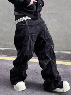 Jeans Masculino Preto Retro  – Design Moderno Estilo Balão