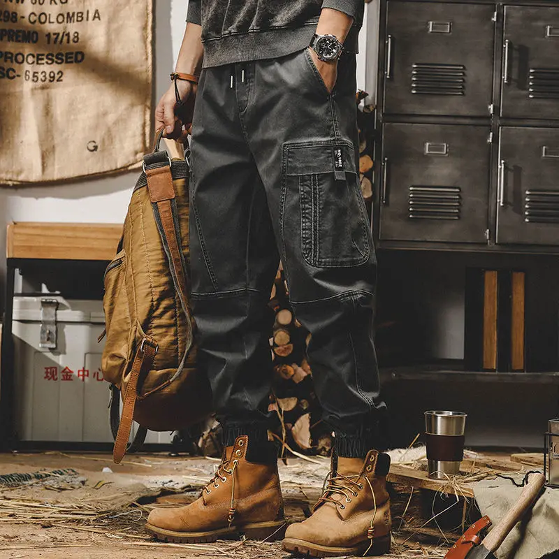 Calça Cargo Preta Masculina – Vintage Streetwear Japonês