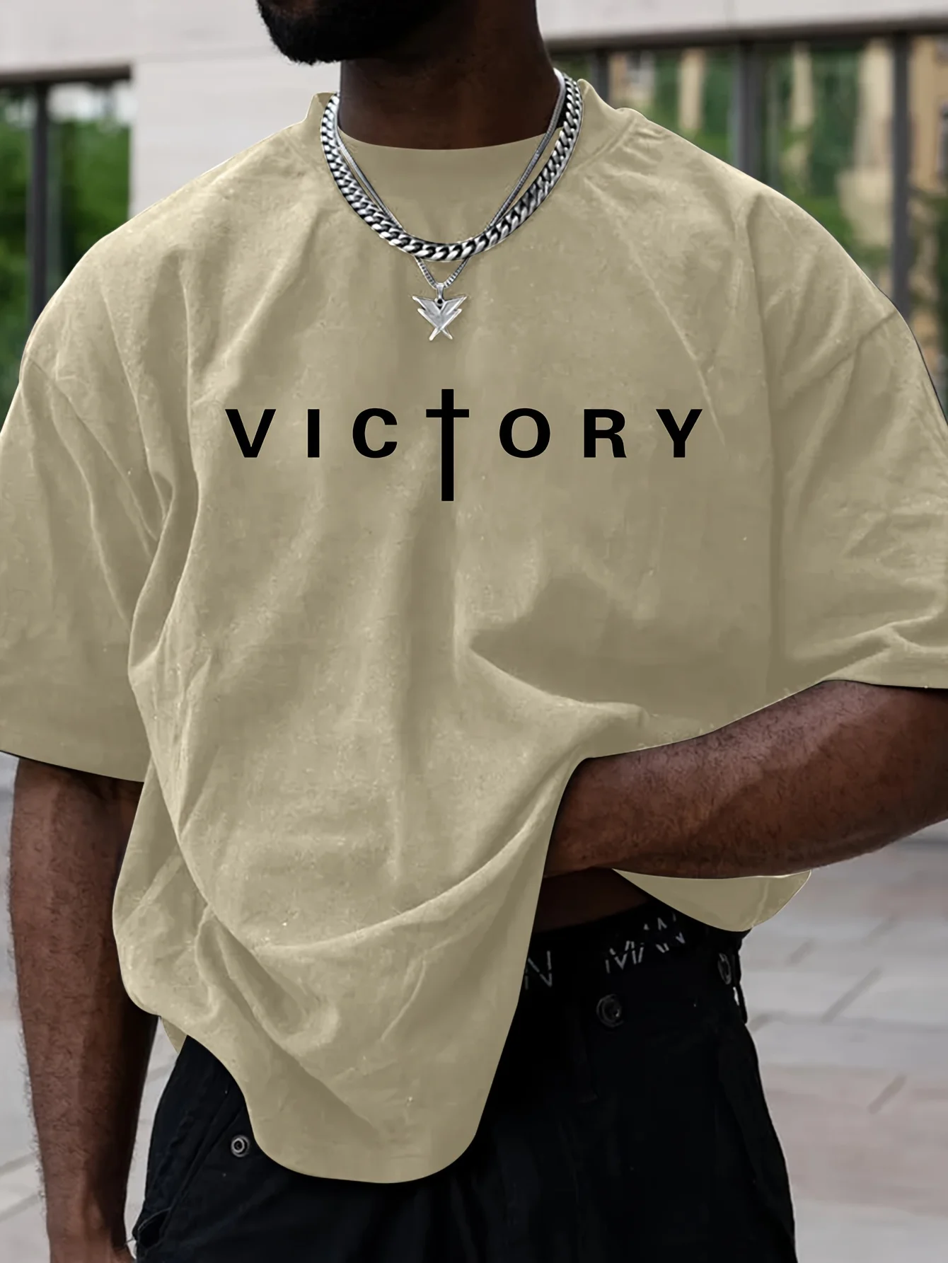 Camiseta Masculina Oversized Vitória | Moda Verão Esportiva Casual - Imagem 2