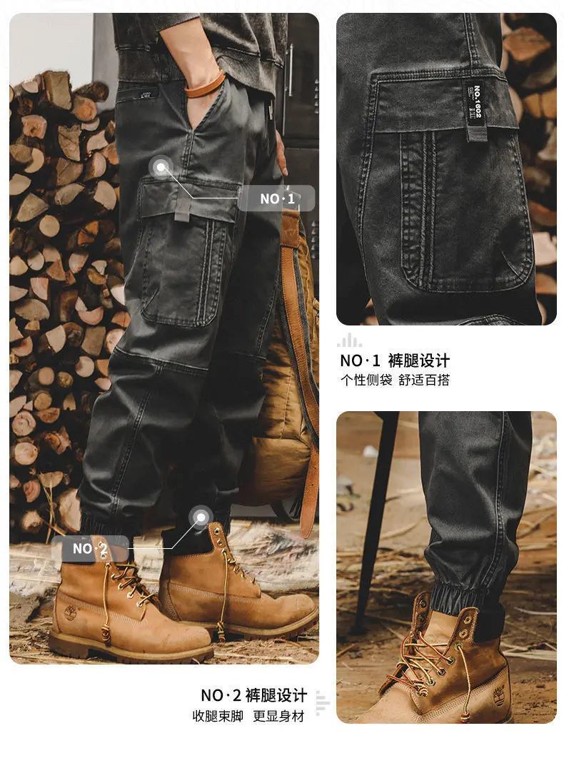 Calça Cargo Preta Masculina – Vintage Streetwear Japonês - Imagem 11