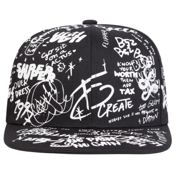 Boné Unissex Preto e Branco com Estampa Graffiti – Estilo Hip Hop - Imagem 10