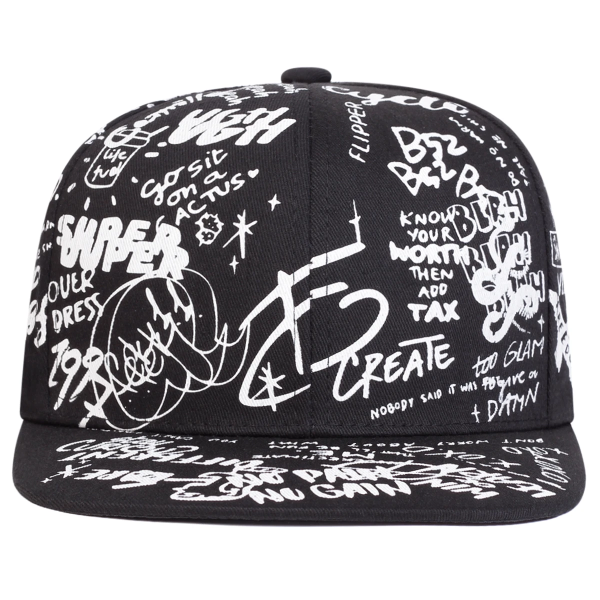 Boné Unissex Preto e Branco com Estampa Graffiti – Estilo Hip Hop - Imagem 10
