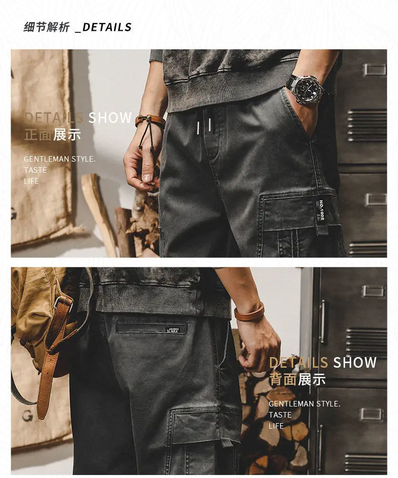 Calça Cargo Preta Masculina – Vintage Streetwear Japonês - Imagem 10