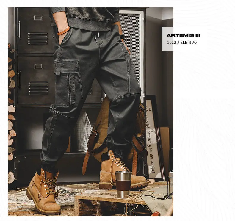 Calça Cargo Preta Masculina – Vintage Streetwear Japonês - Imagem 16