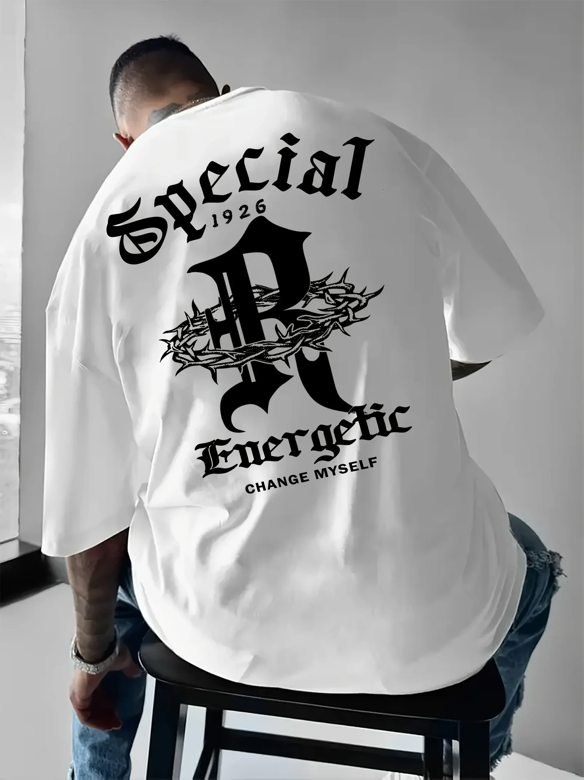 Camiseta Masculina Oversized Verão 2025 | Casual Elegante 100% Algodão - Imagem 2