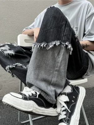 Calça Masculina com Franjas – Estilo Hip Hop, Moda Streetwear
