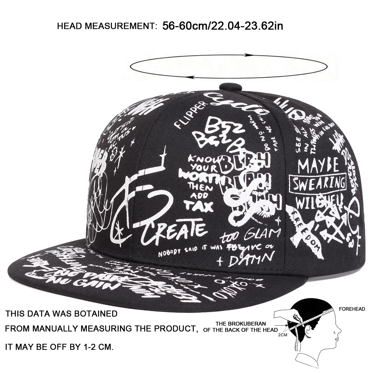 Boné Unissex Preto e Branco com Estampa Graffiti – Estilo Hip Hop - Imagem 14