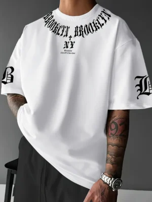 Camiseta Oversized Masculina Nova York | Primavera Verão Estampa Urbana Alfabeto