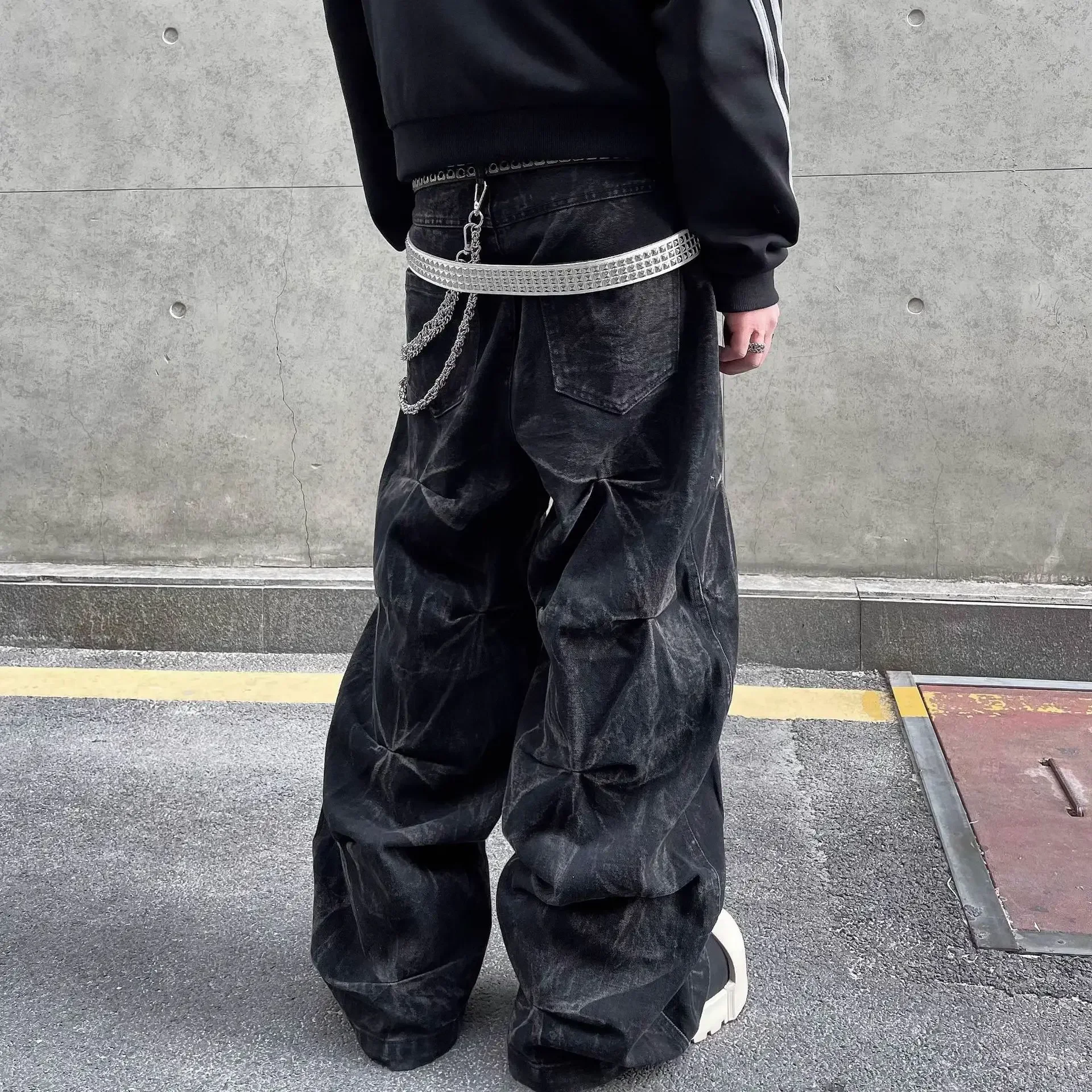 Jeans Masculino Preto Retro  – Design Moderno Estilo Balão - Imagem 4