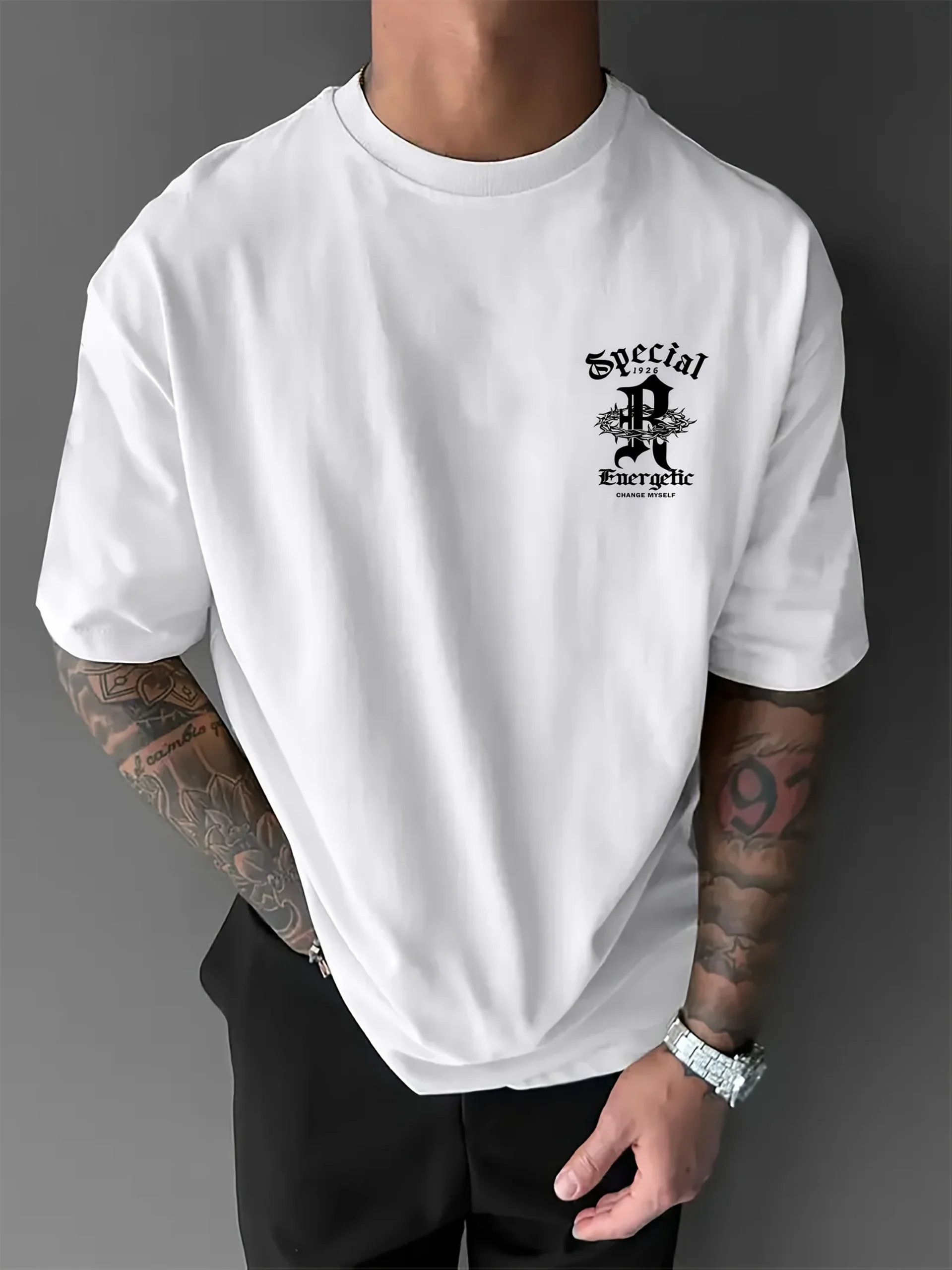 Camiseta Masculina Oversized Verão 2025 | Casual Elegante 100% Algodão - Imagem 5