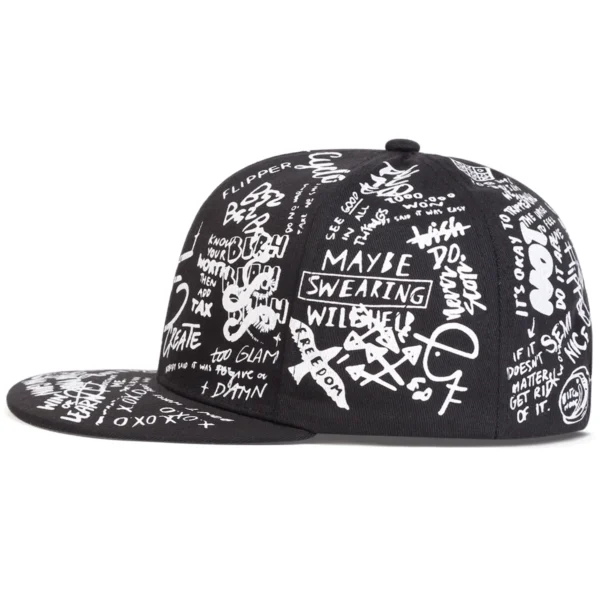 Boné Unissex Preto e Branco com Estampa Graffiti – Estilo Hip Hop - Imagem 9