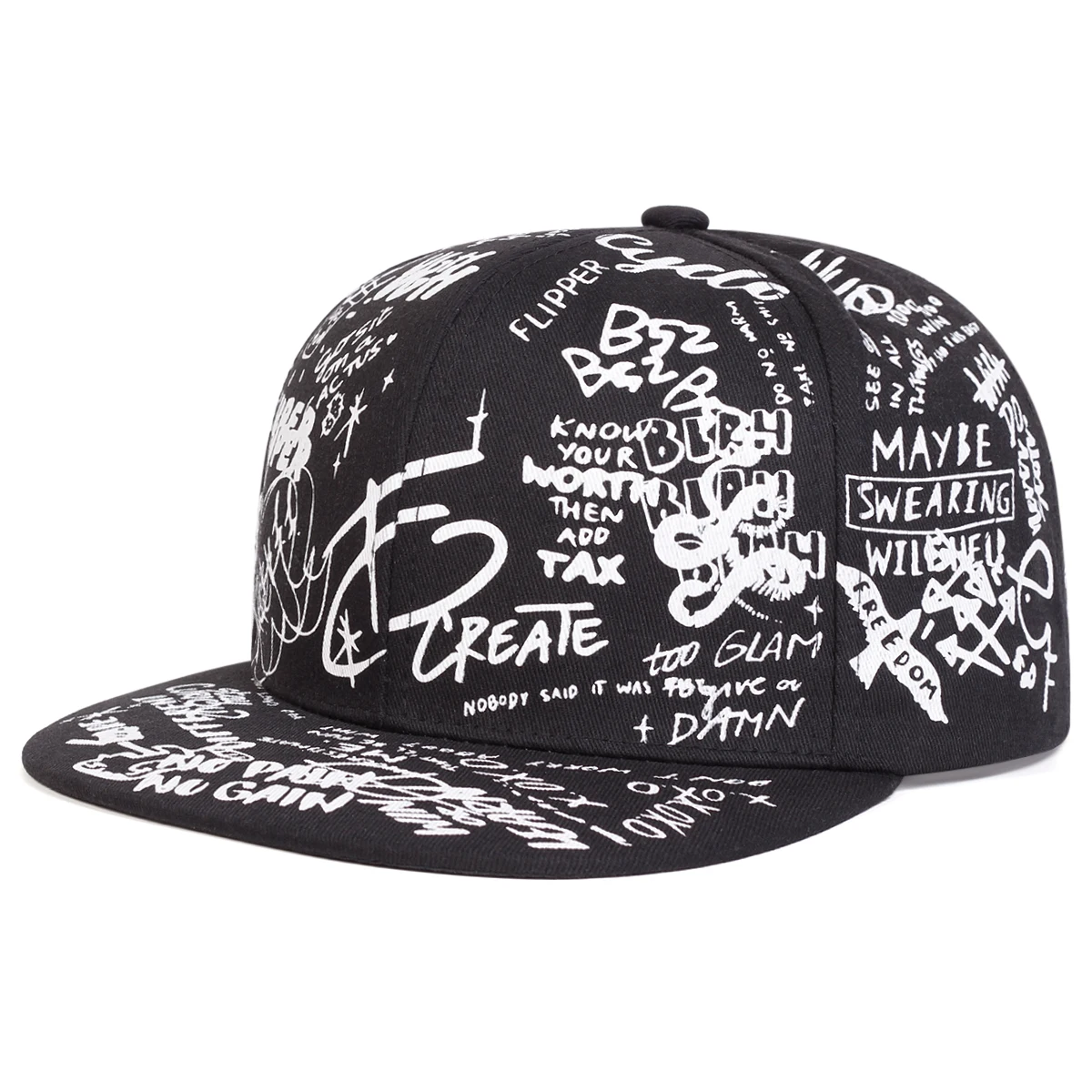 Boné Unissex Preto e Branco com Estampa Graffiti – Estilo Hip Hop - Imagem 8
