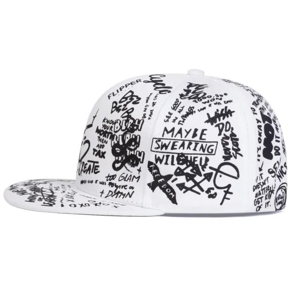 Boné Unissex Preto e Branco com Estampa Graffiti – Estilo Hip Hop - Imagem 4