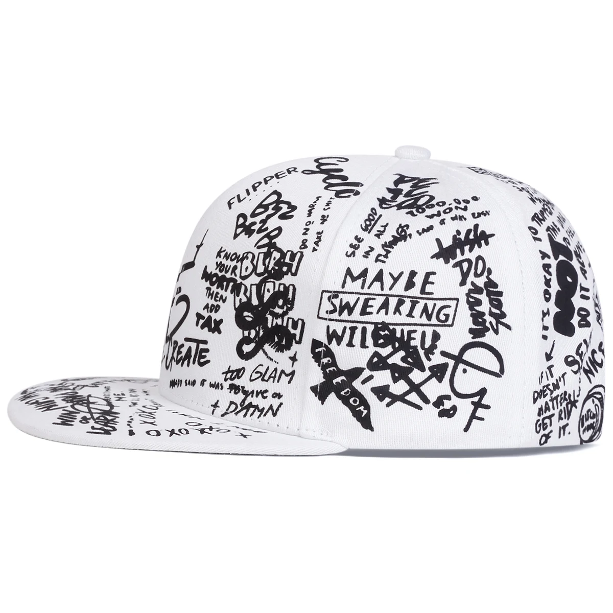 Boné Unissex Preto e Branco com Estampa Graffiti – Estilo Hip Hop - Imagem 4