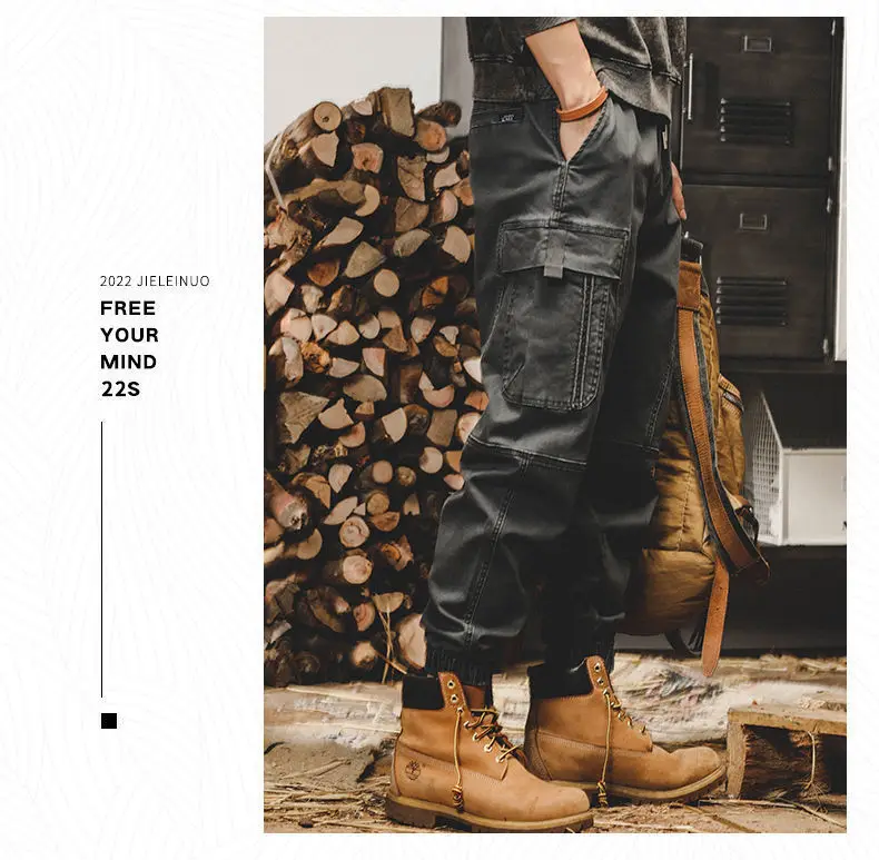 Calça Cargo Preta Masculina – Vintage Streetwear Japonês - Imagem 17