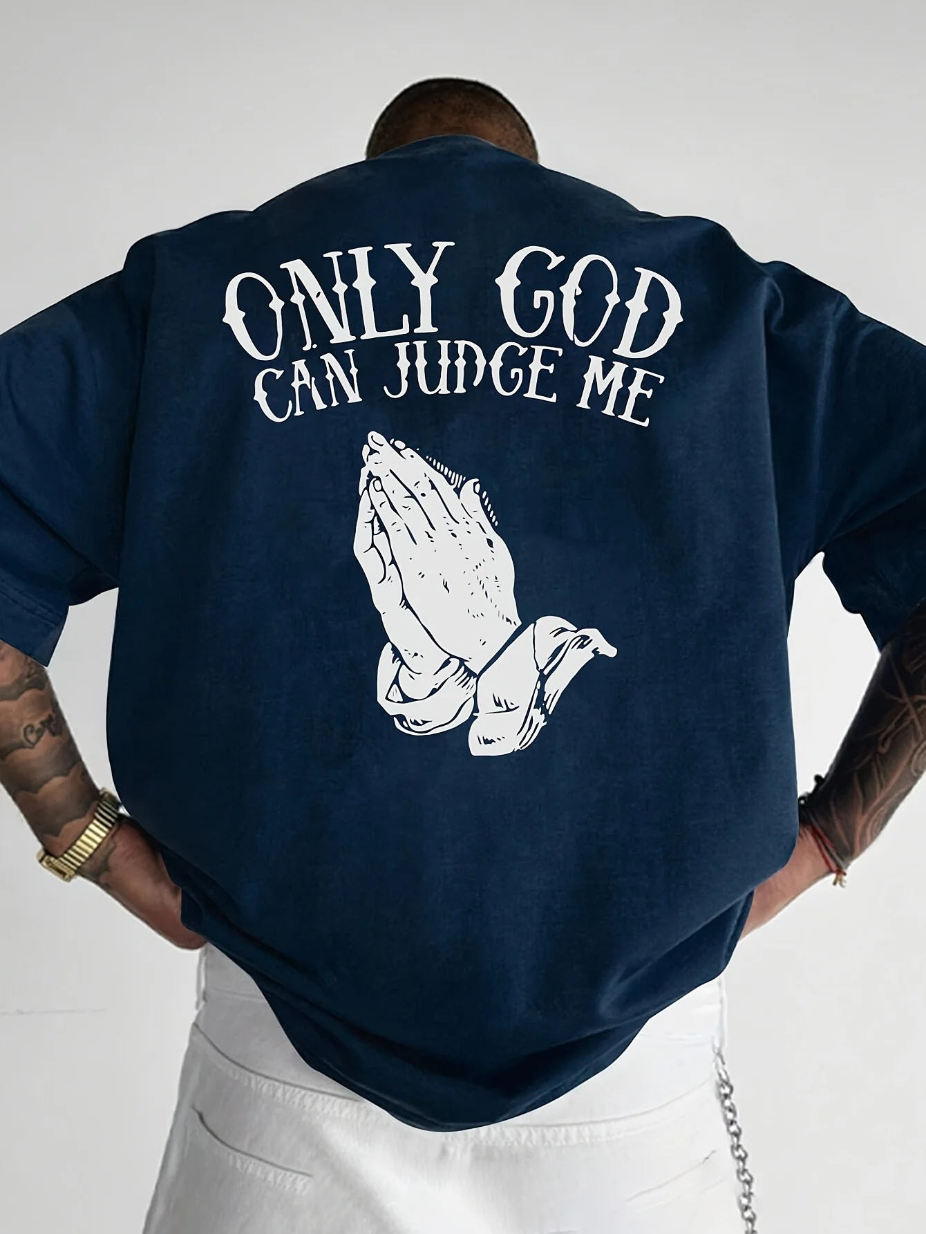 Camiseta Oversized Masculina 100% Algodão – Apenas Deus Pode Julgar - Imagem 14
