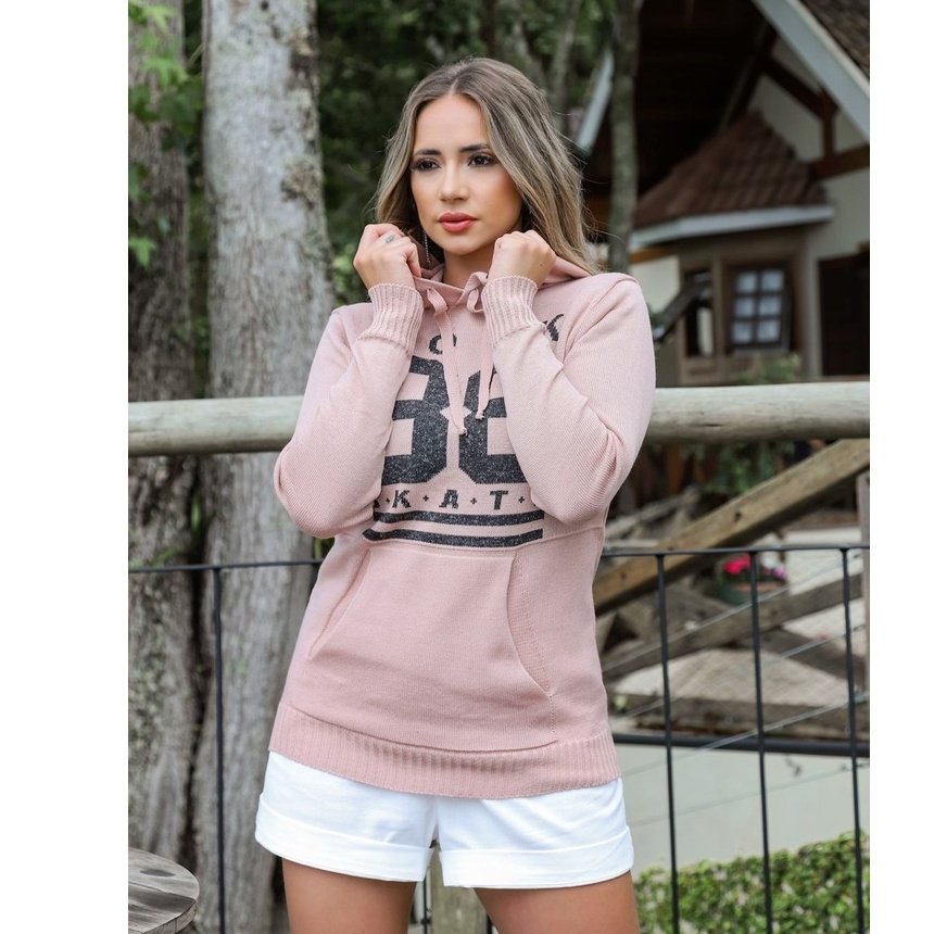 Blusa Feminina Blusa Frio Tricot Blusa Feminino com Touca - Imagem 3