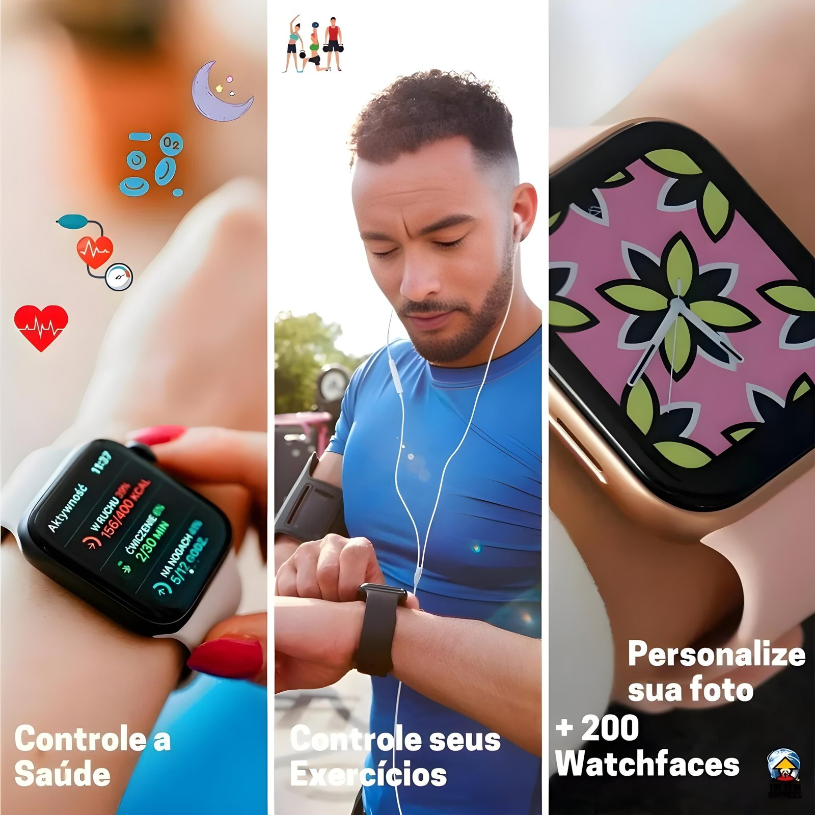 Relógio Inteligente Smartwatch W57 Pro Max NFC Bazik Prime + 7 Pulseiras - Imagem 4