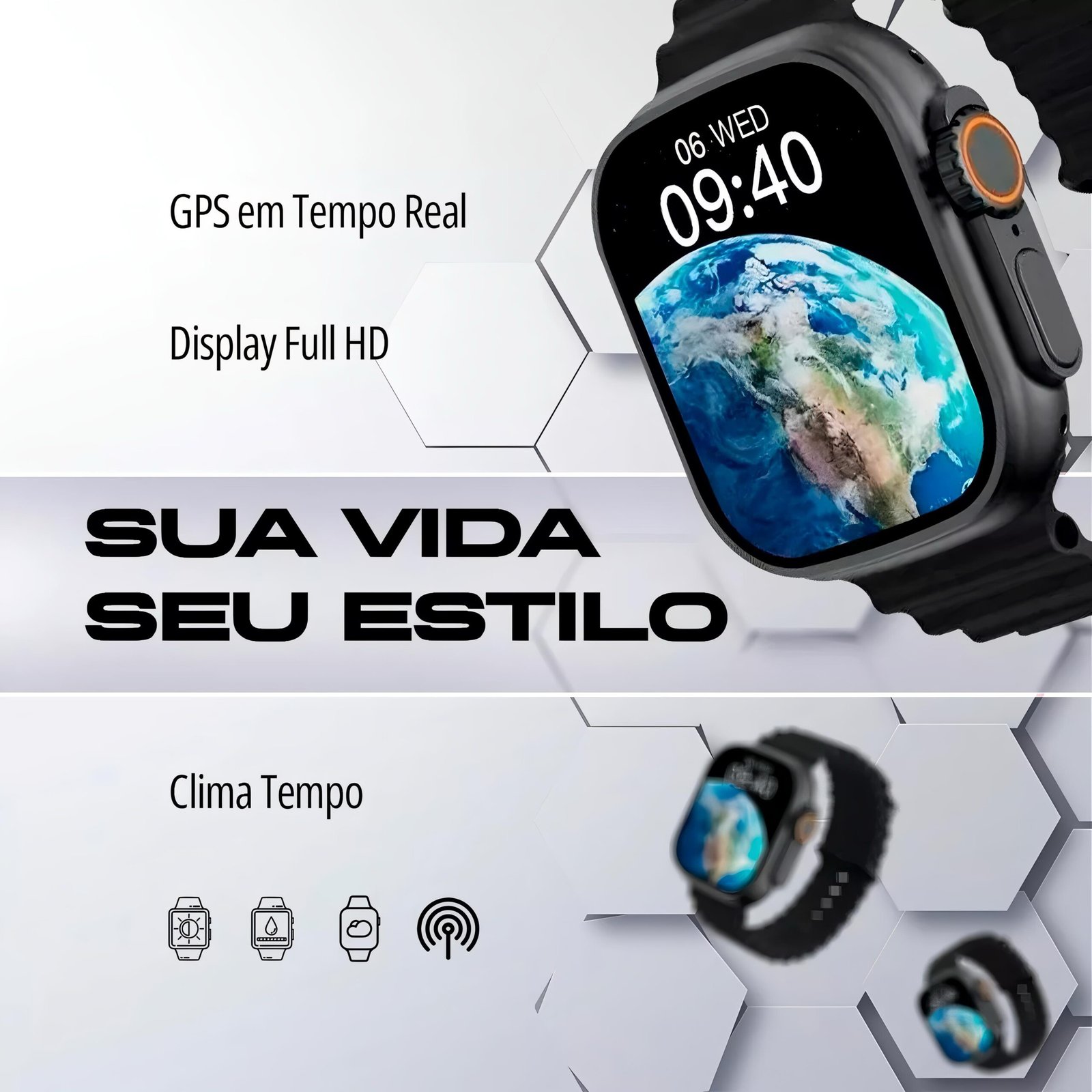 Relógio Inteligente Smartwatch W69 Ultramini NFC Bazik Prime - Imagem 5
