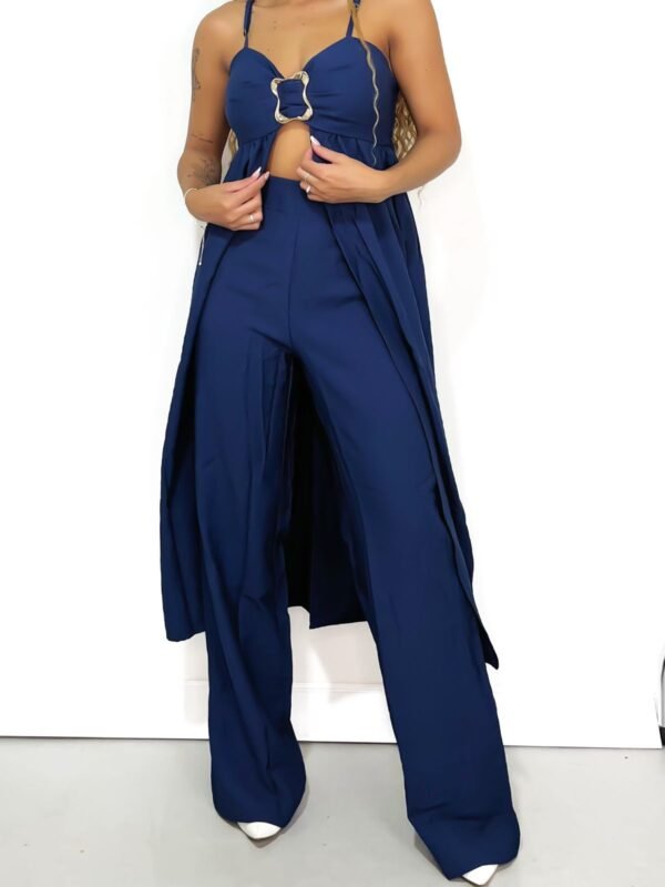 Conjunto Feminino em Alfaiataria Pantalona e Bata Alongada com Fivela Mayra Ref. - Imagem 4