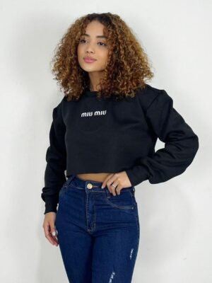 Cropped Feminino em Moletinho Bordado Miu Miu Ref. 1486