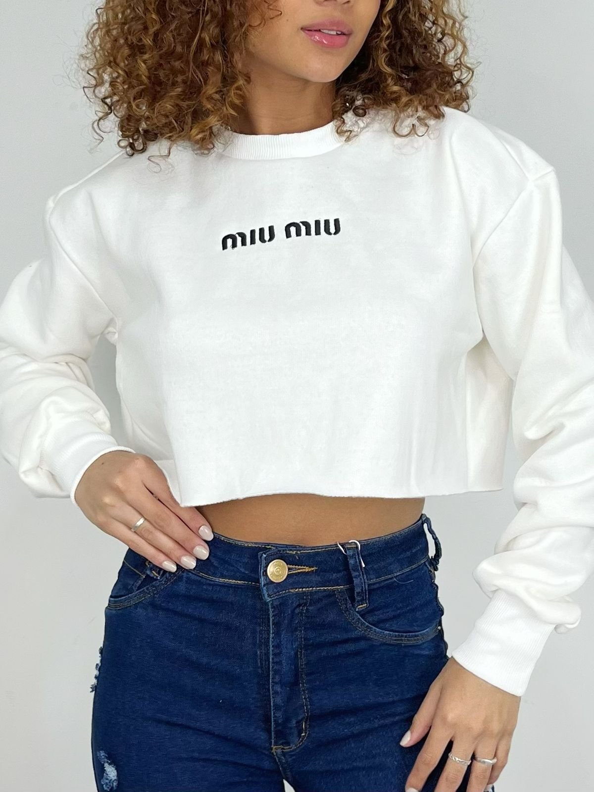 Cropped Feminino em Moletinho Bordado Miu Miu Ref. 1486 - Imagem 3